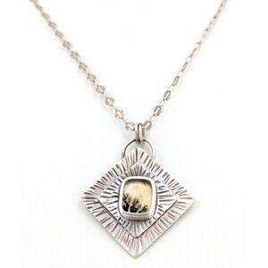 Fruition Dendritic Agate Necklace Sterling Silver Signed Artisan Pendant 17 Inch